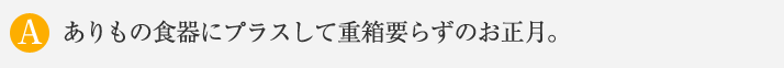 ありもの食器にプラスして重箱いらずのお正月。