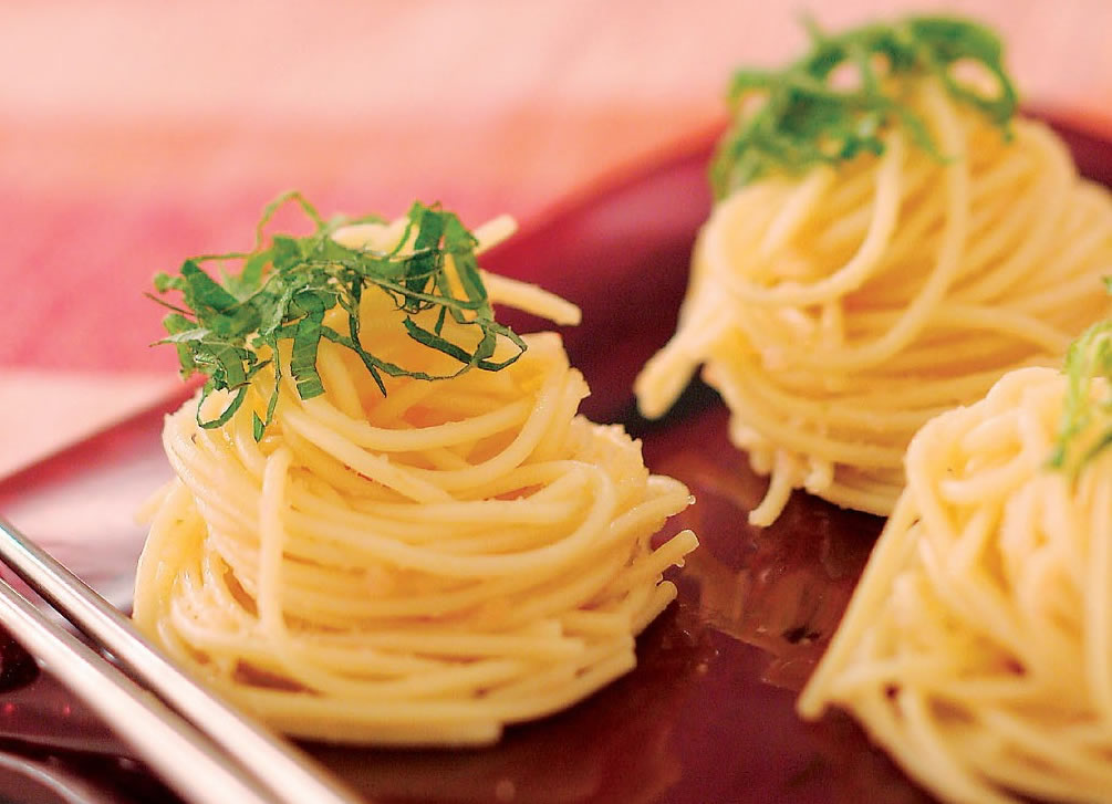 明太子の冷製パスタ　柚子こしょう風味