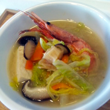 魚貝と白菜の酒粕スープ
