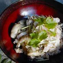 牡蠣と舞茸の炊き込みご飯