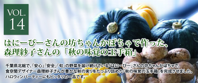 vol.14　はにーびーさんの坊ちゃんかぼちゃで作った、森理紗子さんの「秋の味覚の玉手箱」