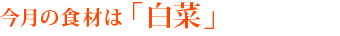 今月の食材は「白菜」